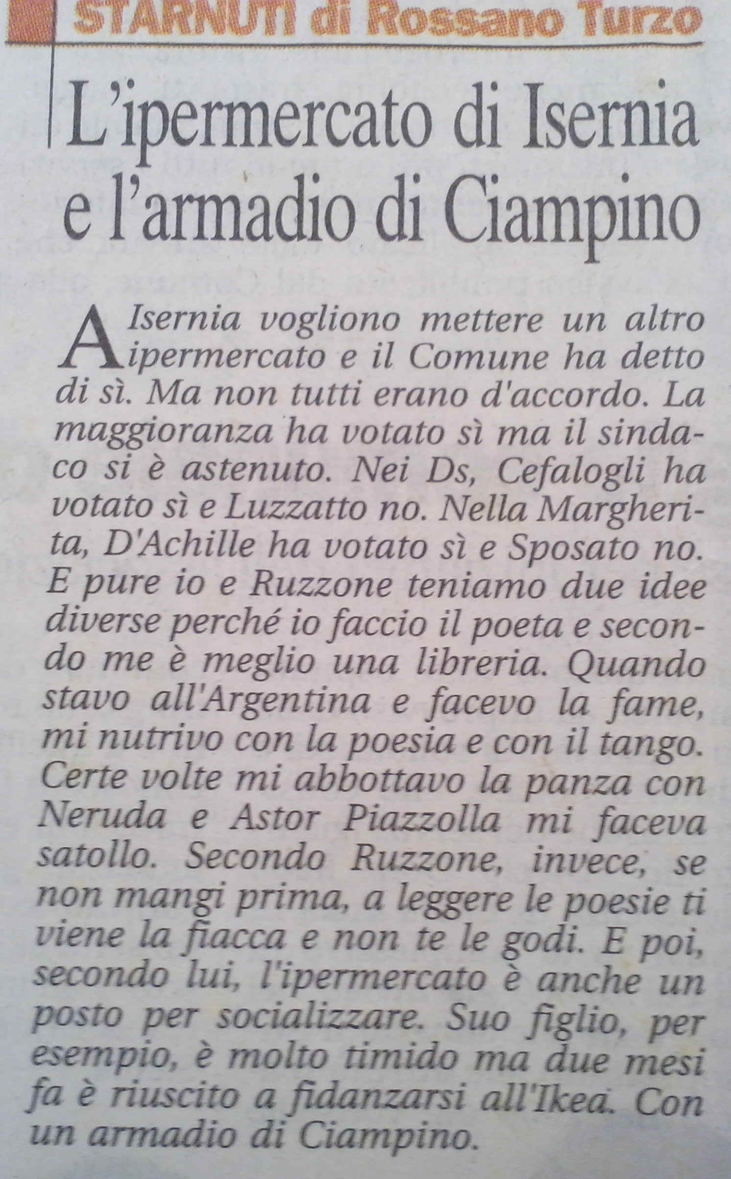 Giovanni Petta - Rossano Turzo - Starnuti - 12 gennaio 2007