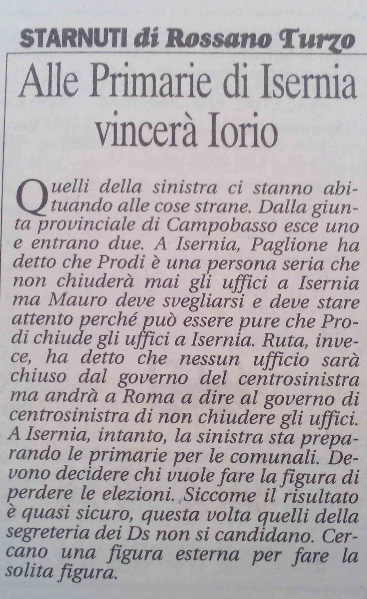 Giovanni Petta - Rossano Turzo - Starnuti - 21 gennaio 2007