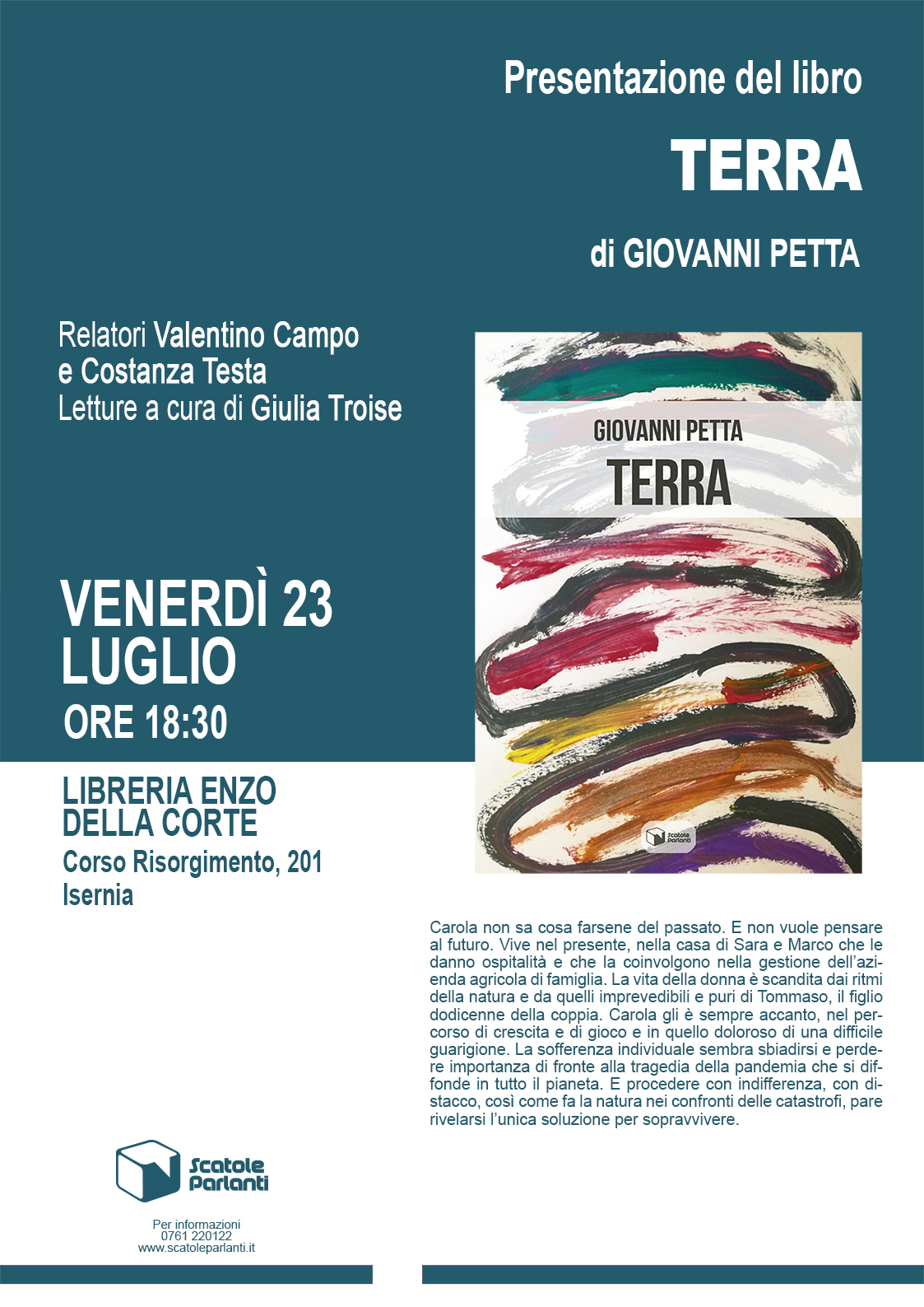 Giovanni Petta, Terra, Presentazione Libreria Della Corte, Isernia - Locandina