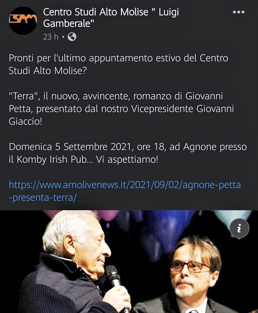 Giovanni Petta, Terra, Presentazione Agnone