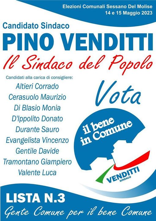 Sessano Elezioni 2023 lista Pino Venditti