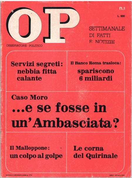 «Osservatore Politico», Mino Pecorelli, Copertina 28 marzo 1978